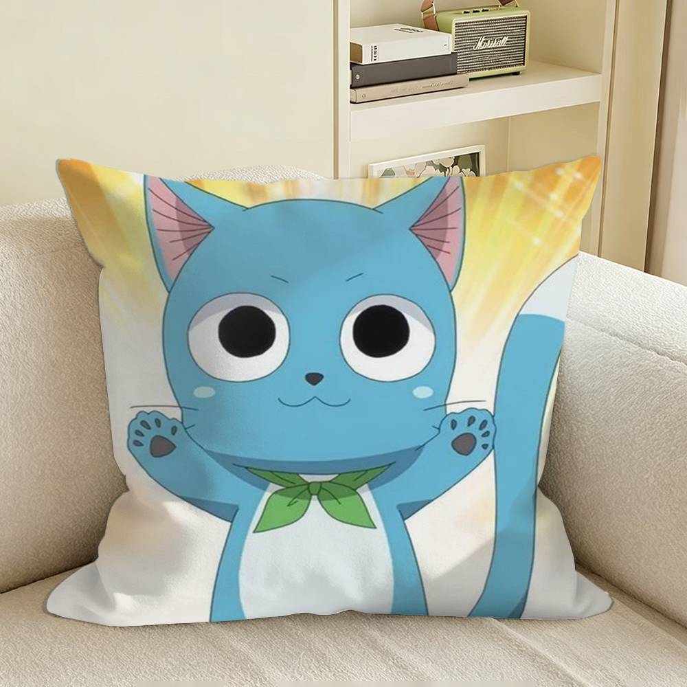 Lucy Anime FFairy Tail Natsu Square Sofa Pillow Cover Solid Color Living Room Home Decor Cushion Case