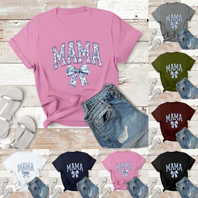 Women's Casual Printed T-Shirt Round Neck Pullover Short Sleeve Top