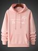 Minimalist One Line Dachshund Print Men's Gray Loose Hoodie, Hip Hop Sports Casual Pocket Street Sweatshirt