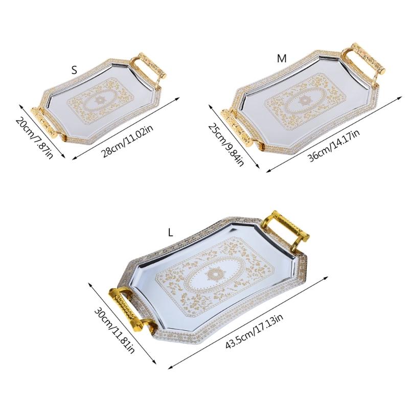 Stainless Steel Storage Tray Metal Elegant Organizer Multifunction Trays for Fruit Candy Dessert Pastry Cookie Biscuit