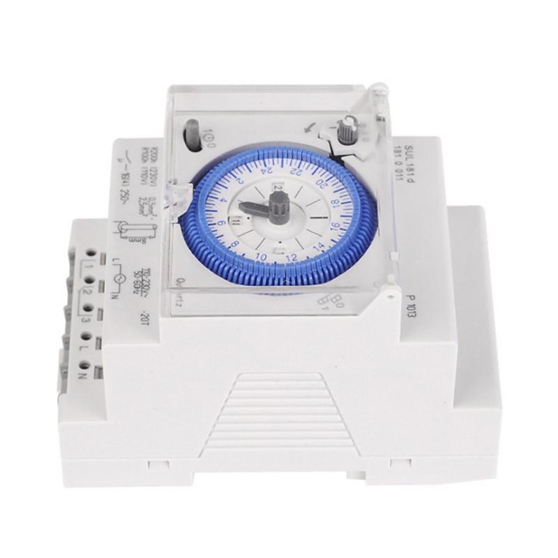 220V AC Analog 24 Saatlik Mekanik Zamanlayıcı Anahtar 15 Dakika Aralık Quartz Zaman Kontrol Cihazı DIN Raylı Zamanlayıcılar SUL181d 16A 230V3