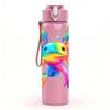 1PC Rainbow Paint Splash Abstract Print 750ml Color Plastic Sports Water Bottle Leakproof Flip Straw Lid Suitable for Sports Office Home Use