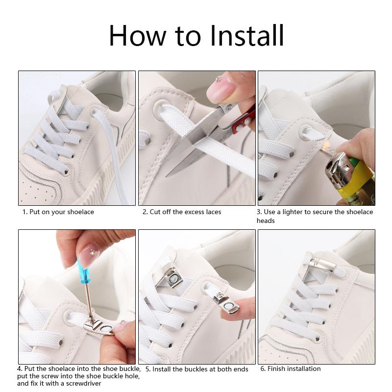 Flats Elastic Laces for Sports Tennis Magnetic Lock Shoelace Without Tying 8mm Thick Men No Tie Shoe Laces Shoes Accessories