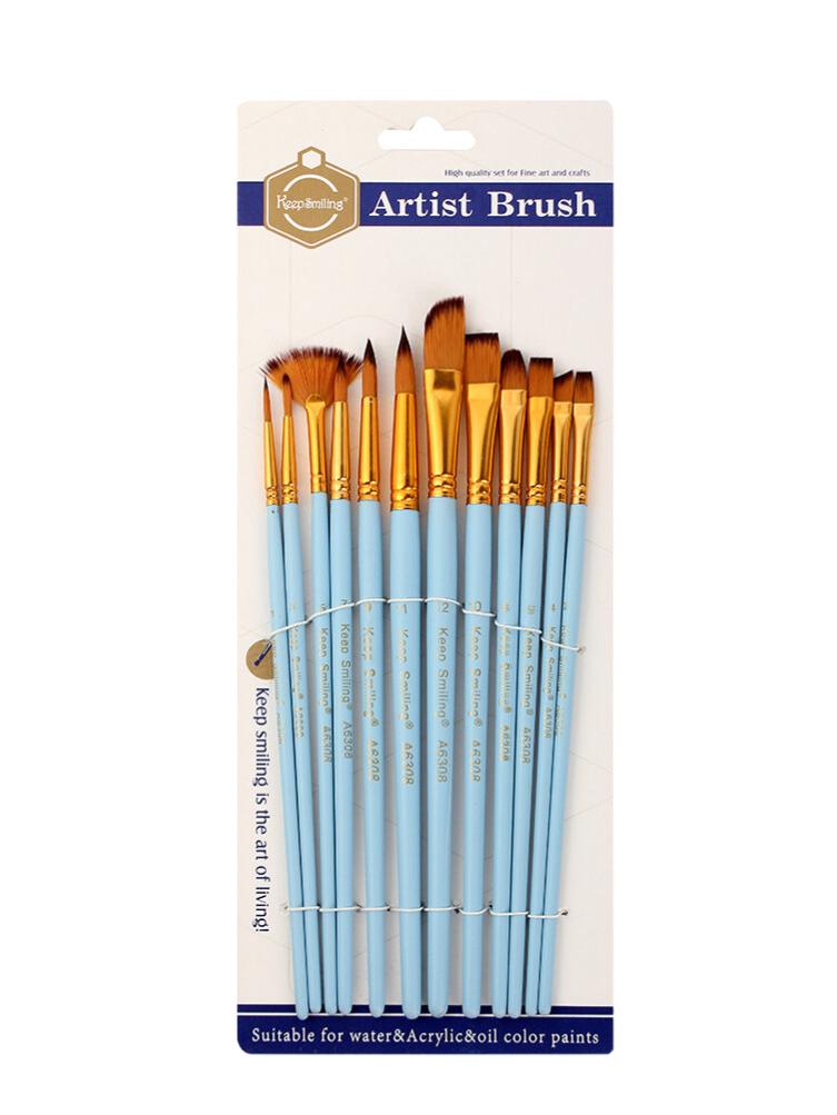 12-Piece Acrylic, Watercolor, and Oil Paint Brush Set – No Shed, Includes 13 Gouache Brushes