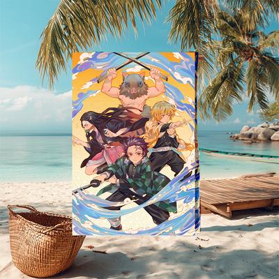 Ultra-Soft Beach Towel with Demon Slayer Theme,Ideal for Pool - Camping, Diving - Perfect Travel Essential, Vibrant Beach Towel.