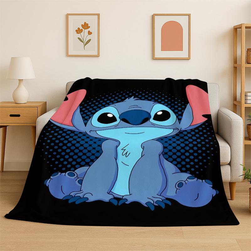 Cute S-Stitch Cartoon Soft Flannel Throw Blanket,Cozy Blanket for Bed,Couch,Sofa,Bedroom,Living Room,Travel,Picnic kids Camping 75x90cm