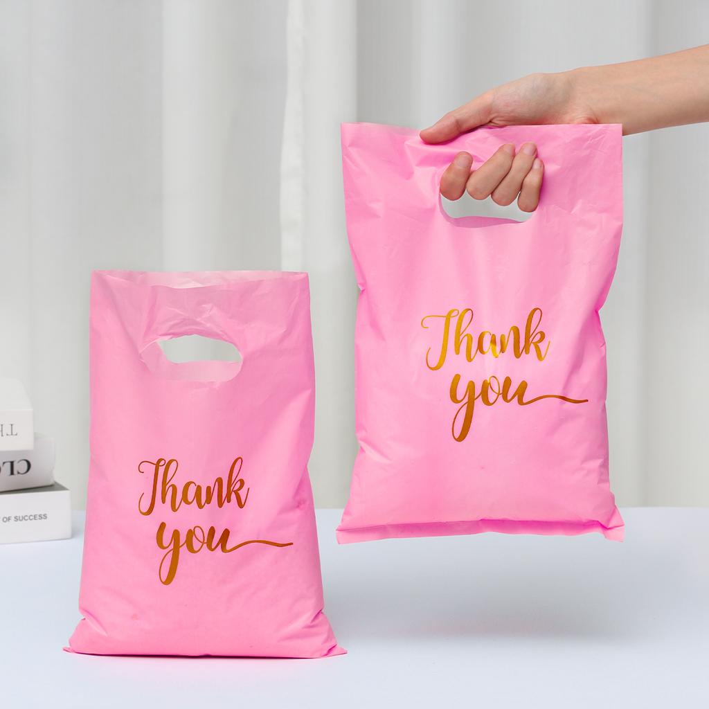 100pcs Thank You Bag Gift Plastic Shopping Bag Tote Bag 20*30cm Gitf Bag Birthday Wedding Party Favors Candy Cookie Wrappers