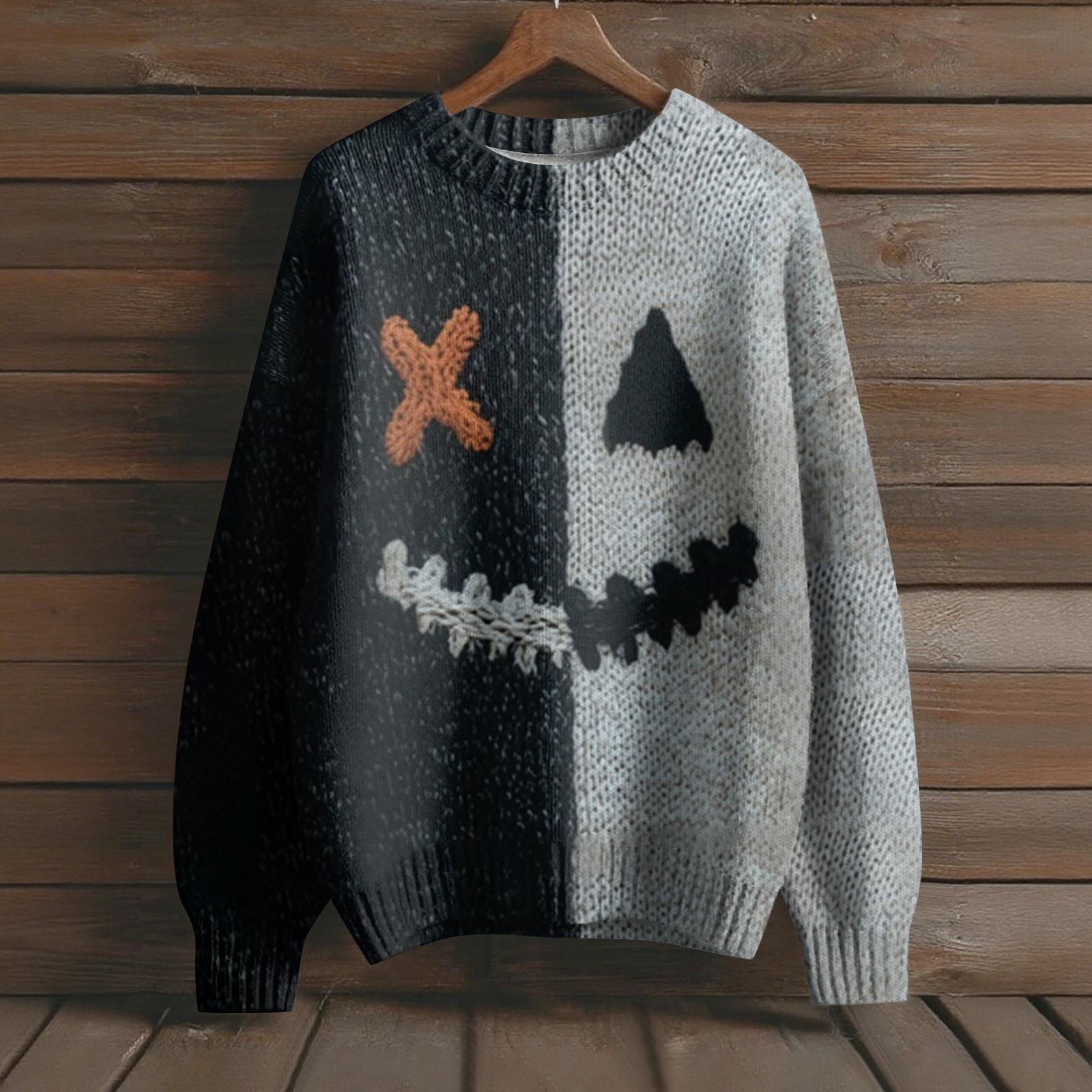 

Пуловеры с длинным рукавом для женщин, с круглым вырезом, повседневные, милые, с принтом, вязаные, оверсайз XL