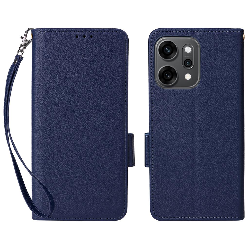 For Oppo Reno14 Pro 5G (Global) Case with Wrist Strap Litchi Texture PU Leather Wallet Phone Cover