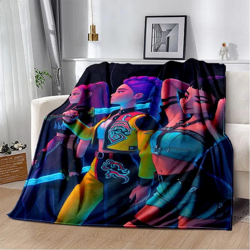Cartoon Kpop Demon Hunters Rumi Mira Zoey HD Soft Flannel Blanket for Beds Bedroom Sofa,Throw Blanket for Cover Picnic Gift