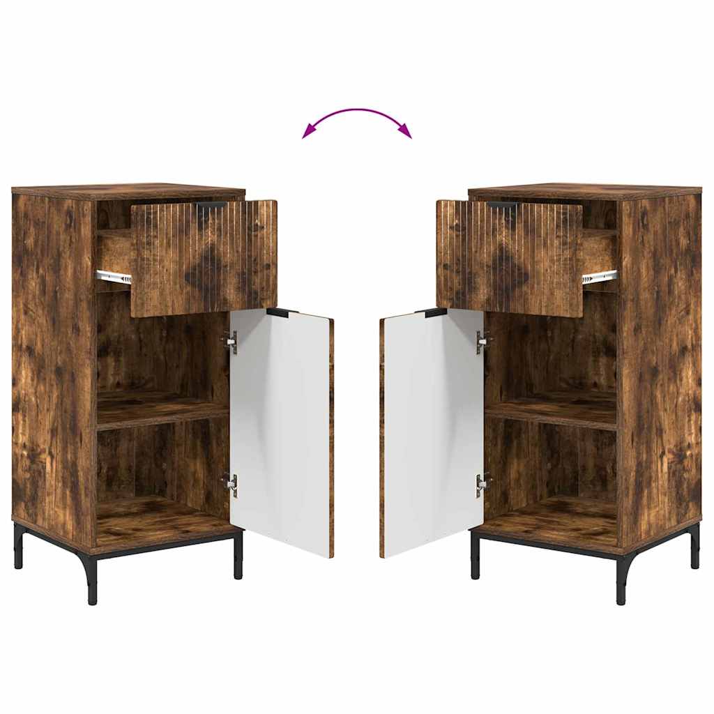 Bathroom Furniture Set with Drawers 2 pcs Smoked Oak