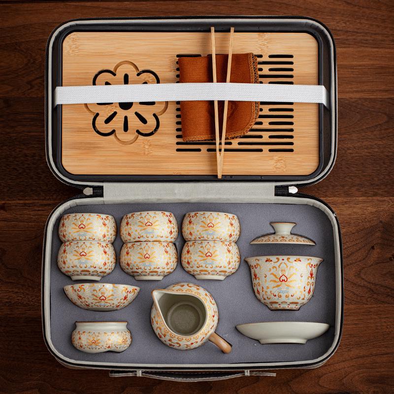 Dunhuang Tang Rhyme Ru Kiln Travel Tea Set