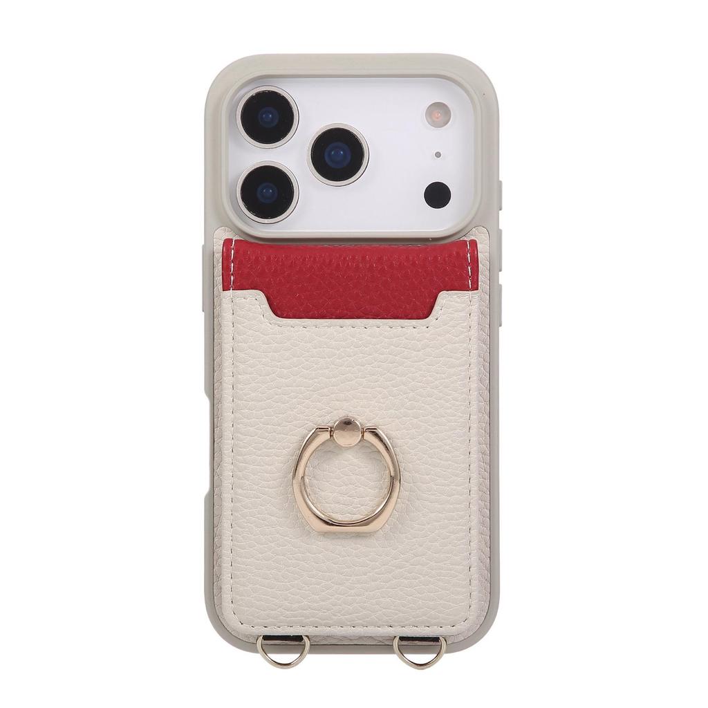 Lychee Colorblock Card Holder Case for iPhone 17 Pro Max