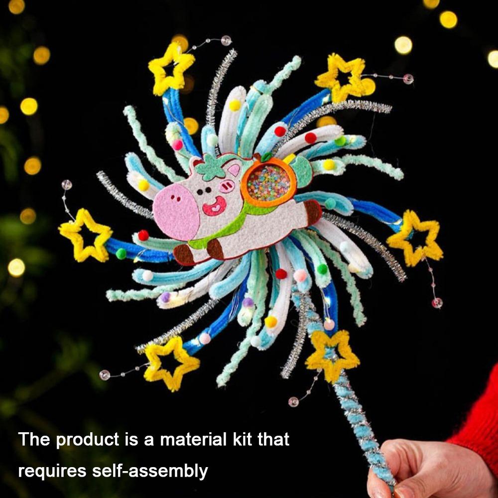 Twister Stick Glowing Rotating Lantern Unfinished DIY Material Kit Rotating Lamp Handmade Cartoon Handheld Glowing Light DIY