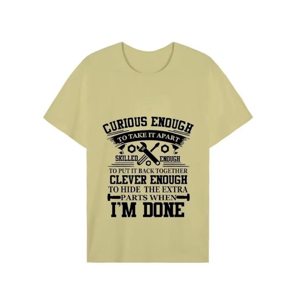 Tee T Shirts for Men Curious Enough To Take It Apart Auto Mechanic Funny Design T-shirts Short Sleeve Tops Summer Men Tshirt Tee
