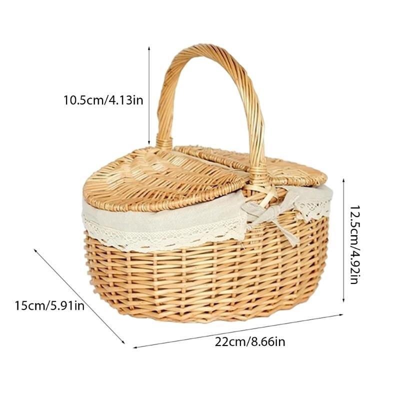 Basket Rattan Basket with Lid Storage Container for Spring