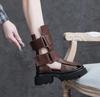 Fashion 6.5CM New Women Gladiator Sandals Summer Thick High Heel Platform Genuine Leather Hollow Roman Sandals Women Mid Calf Cool Boots