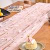 Boho Floral Embroidered Lace Tablecloth Sheer Tulle Table Cover Vintage Aesthetic Table Runner for Shower Birthday Wedding Party