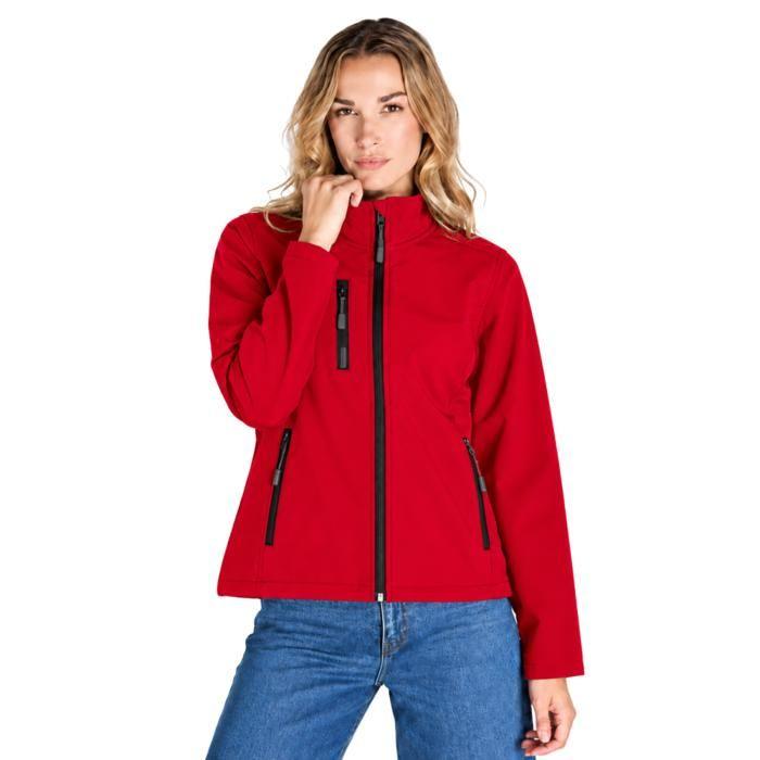 Veste Softshell Femme Rouge 300 g/m² – Coupe-Vent et Résistante à la Pluie - Taille : M - Rouge