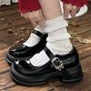 French round head retro small leather shoes women's 2025 summer new thick-soled versatile Japanese Mary Jane single shoes one-word buckle