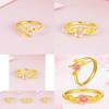 Trendy Adjustable Copper Gold Plated Ring In Flower Design For Stylish Women Accessories