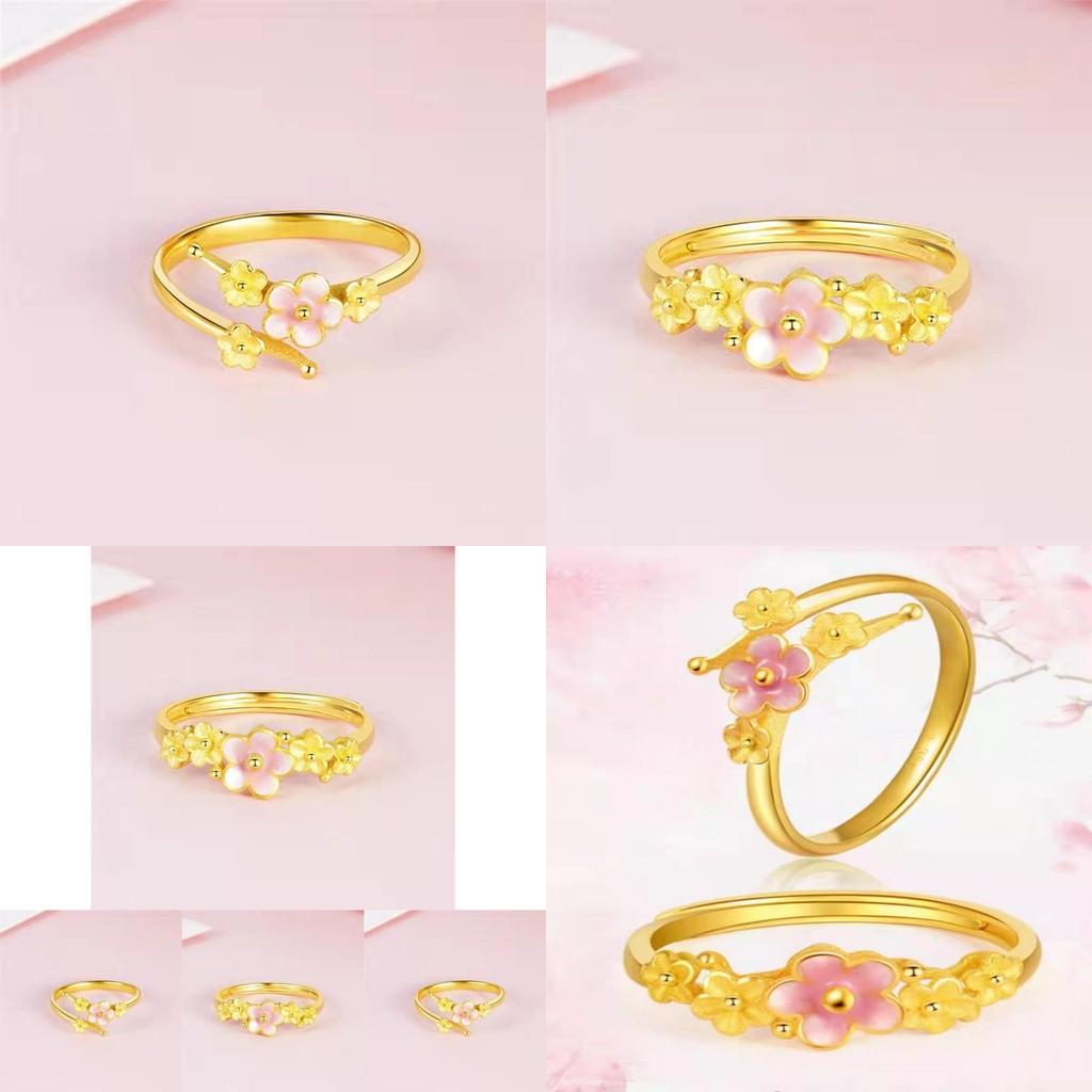 Trendy Adjustable Copper Gold Plated Ring In Flower Design For Stylish Women Accessories