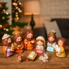 Miniature Nativity Figurine Cartoon Manger Group Catholic Christian Holy Family Sculpture  Bedroom