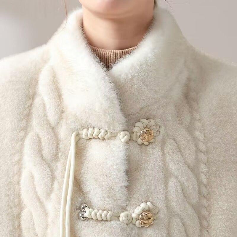 Women Velvet Mink Coat Coat for Women's  Winter New Temperament Imitation Mink Grass Young Fashion Mid Length Coat