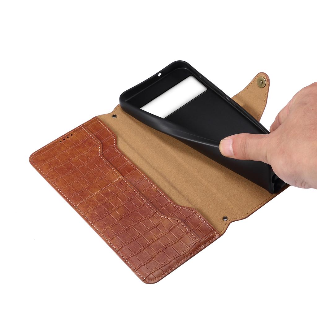 Für Google Pixel 8 Lederhülle Krokodiltextur Vollschutz Brieftasche Handyhülle