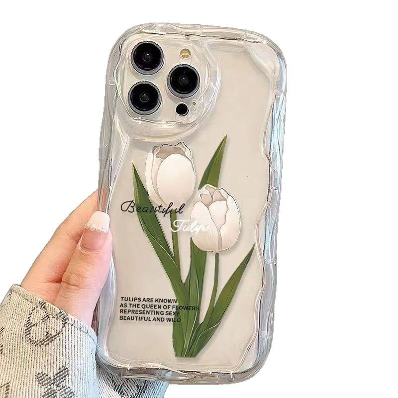 Cold Wind Tulip iPhone11Promax Mobile Phone Case Transparent Applicable Apple 11promax Cream Case 11