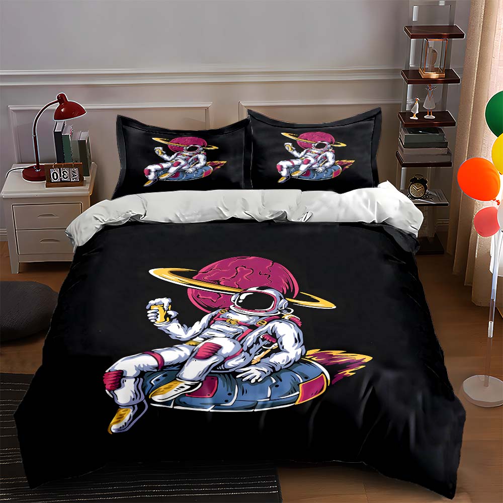 

Astronaut planet illustration. Bedding Duvet cover sets Duvet covers Pillowcases gifts (1 * Duvet Cover 2 * Pillowcases, without duvet insert) 135x200cm