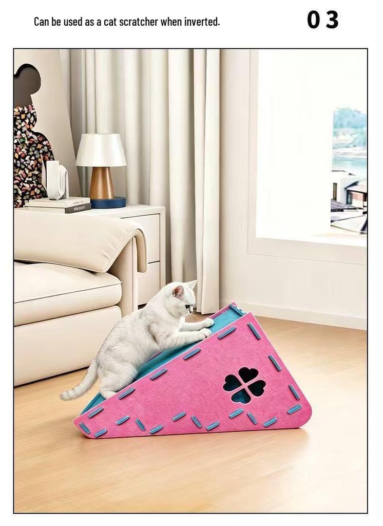Felt Cat Bed and Climber with Scratching Board