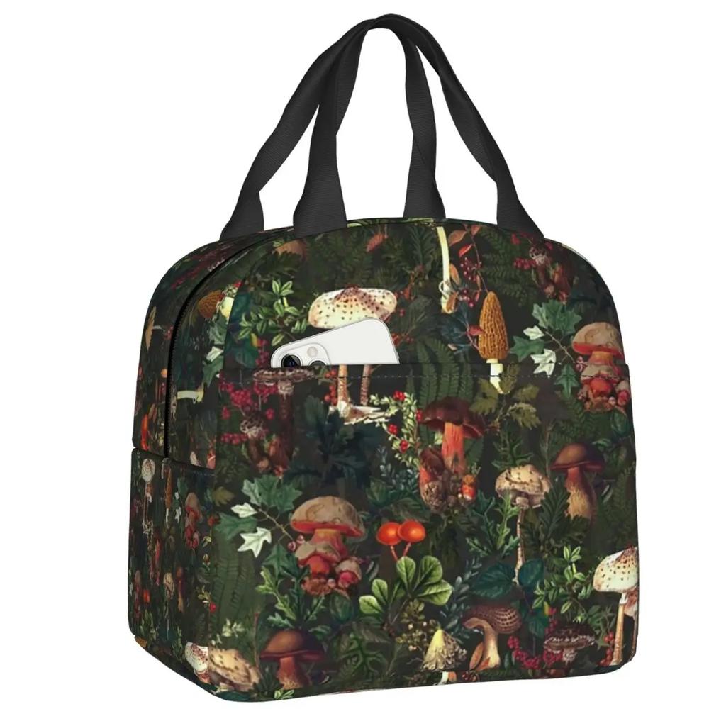 Mushroom Forest Insulated Lunch Bag for Women Leakproof Thermal Cooler Bento Box Office Picnic Travel