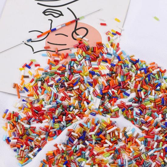 1300 Stück 2 x 5 mm, gemischte Farben, Glasröhre, Signalhorn-Rocailles, Charm, tschechisch, für DIY-Schmuck, Basteln, Herstellung von Kleidungsstücken, Nähzubehör