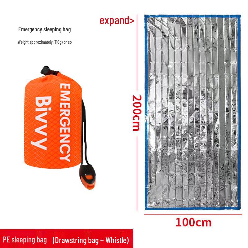 Portable Emergency Sleeping Bag: PE Aluminum, Insulating First Aid Blanket for Outdoor Survival and Camping