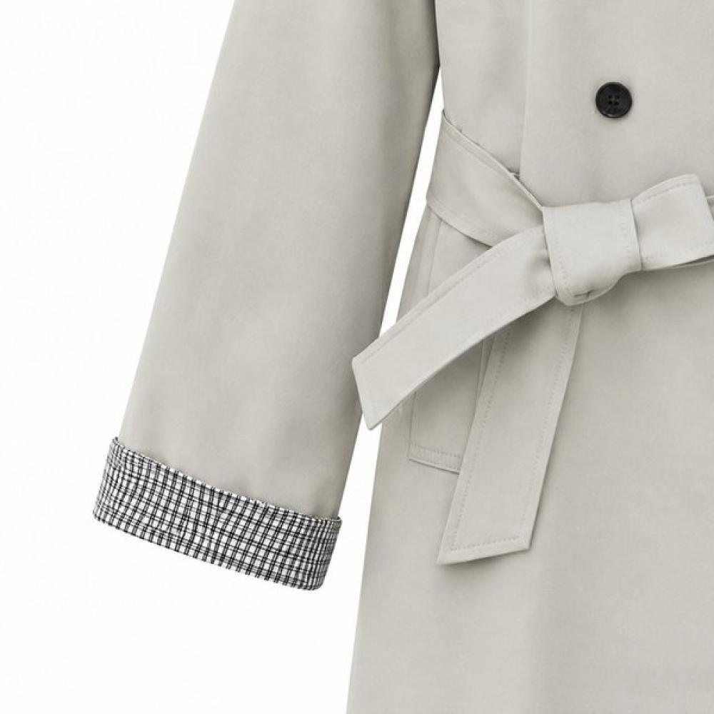 Ggpx New York Check Contrast Sleeve Trench Long Coat Gq8ct002f