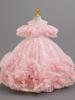 Girls' One-Shoulder Princess Dress with Mesh Puff Skirt – Formal Flower Girl Birthday Dance Costume