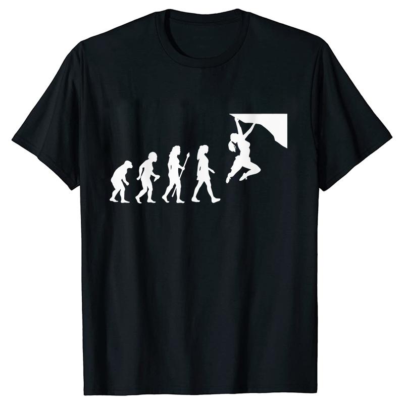 Evolution of Climbing T-shirts for Women Clothes Funny Tops T Shirt Female T-Shirt Gifts for Rock Climbers Short Sleeve Tees