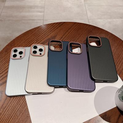 Suitable for IPhone15ProMAX, Corrugated Metallic Paint Phone Case, Apple 14 Anti-slip Edge 13