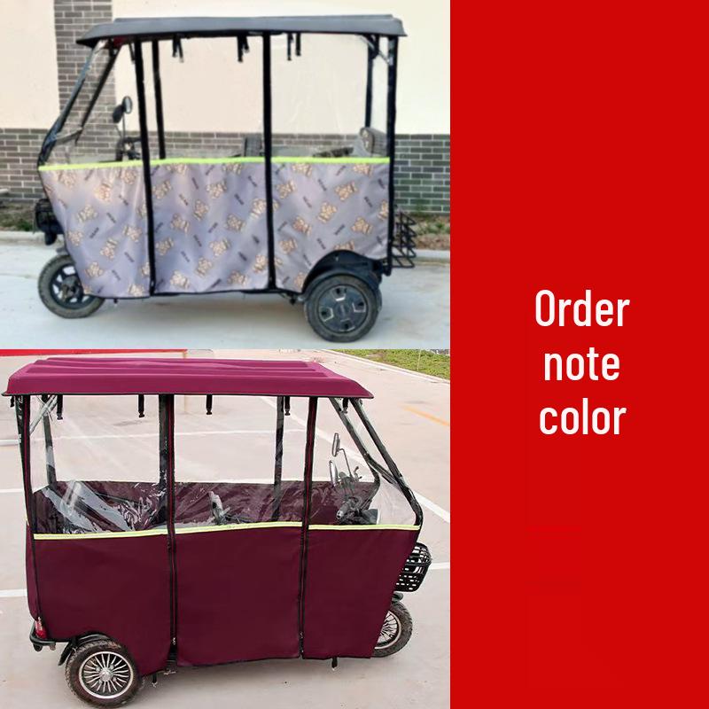 Helt Inneslutet Genomskinligt Regnskydd för Elektrisk Trehjuling MiniBuss