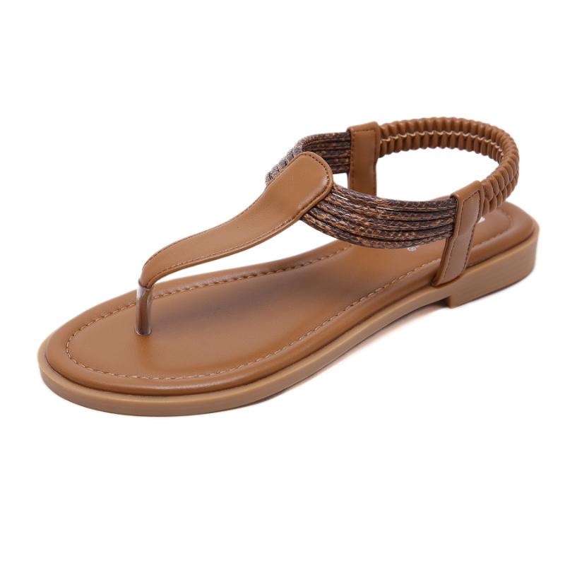 Fashion European And American Summer Sandals Comfortable Breathable And Fashionable Commuting Casual Flat Shoes One-Liner Elastic Band
