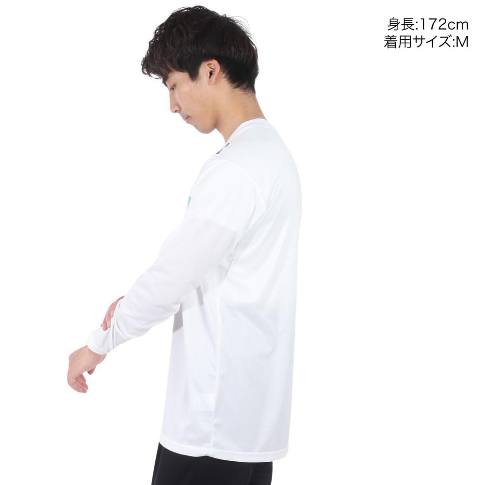 Mizuno Tennis Practice Long Easy to Move Size L Shirt, Sleeve, Moisture-Wicking, Quick-Drying, in, 62JAA510, White/Turquoise,
