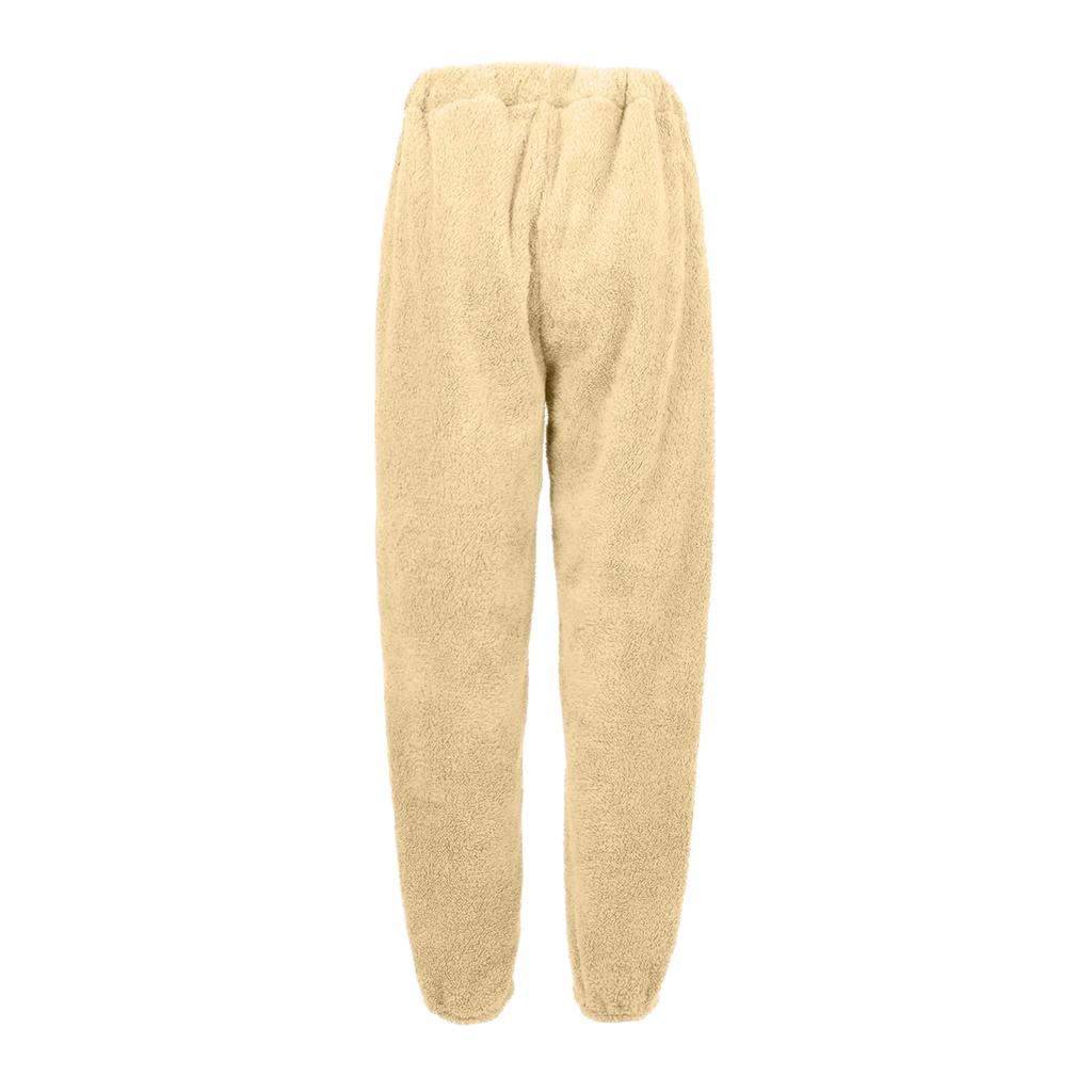 Women's Fashionable Relaxed-Fit Trousers Sporty Fleece-Lined Solid-Colour Cuffed Trousers