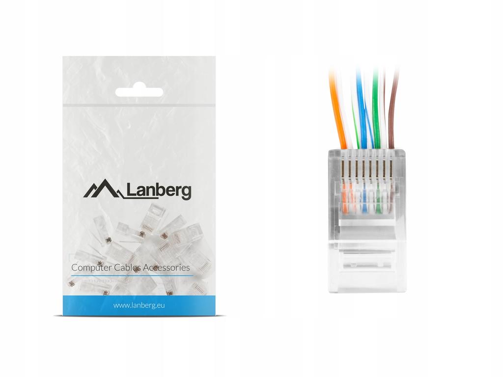 Wtyk sieciowy Lanberg PLU-6000EZ RJ-45 8P8C kat. 6 UTP przelotowy 100 sztuk