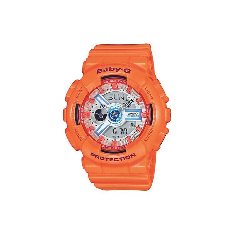 

Casio Baby-G Series Theme Fashion Trend Vitality Street Classic Pointer Dual Display Sports Waterproof Quartz Movement Resin Strap BA-110SN-4A Orange Strap