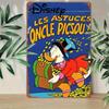 Vintage Uncle Scrooge Tin Sign - 30.48x20.32 Cm Metal Wall Art with "Les Astuces De Uncle Picsou" Design - Perfect for Office, S