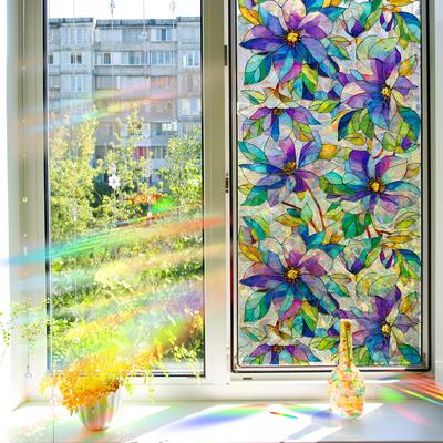 Laser-cut Multicoloured Geometric Floral and Foliage Bathroom Home Décor Glass Static Cling Stickers