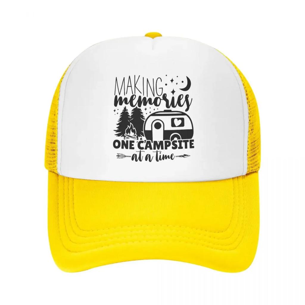 Custom Adventure Camping Happy Camper Baseball Cap Women Unisex Breathable Trucker Hat Streetwear Snapback Hats