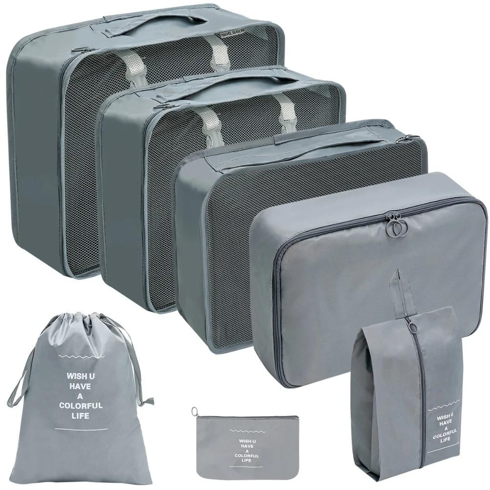 7/10 Stück Set Reise-Organizer Aufbewahrungstaschen Koffer Packwürfel Hüllen Tragbarer Kleiderschrank Gepäck Kleidung Schuhbeutel Faltbar