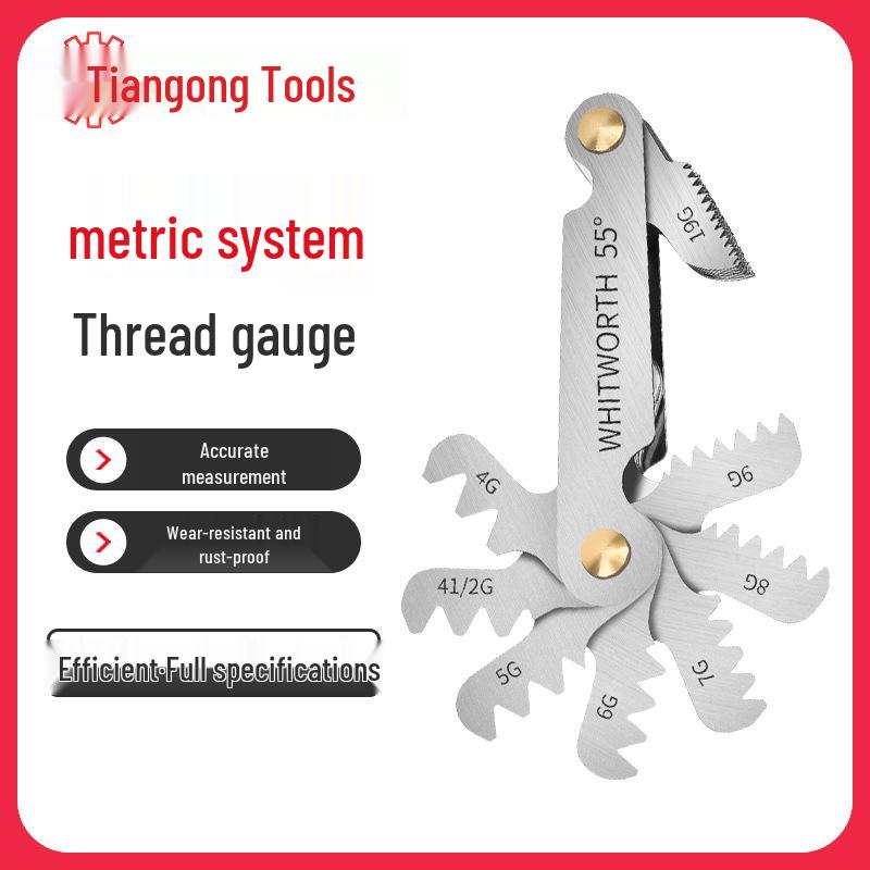

Резьбомер Tiangong: Метрический, Дюймовый, Стандарт США Инструмент для измерения резьбы и шага. American 60° (51 pieces)